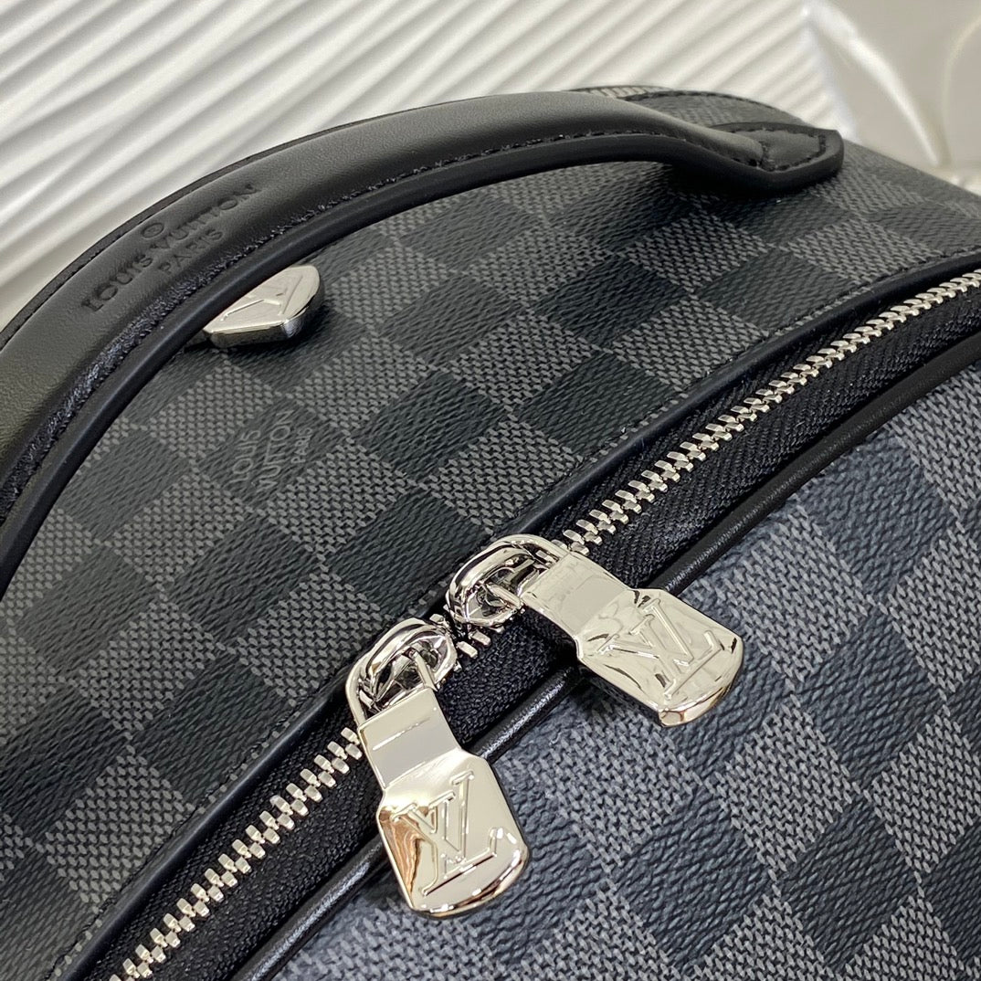Louis Vuitton Luxury Grey Checkerboard Pattern Unisex Travel Backpack