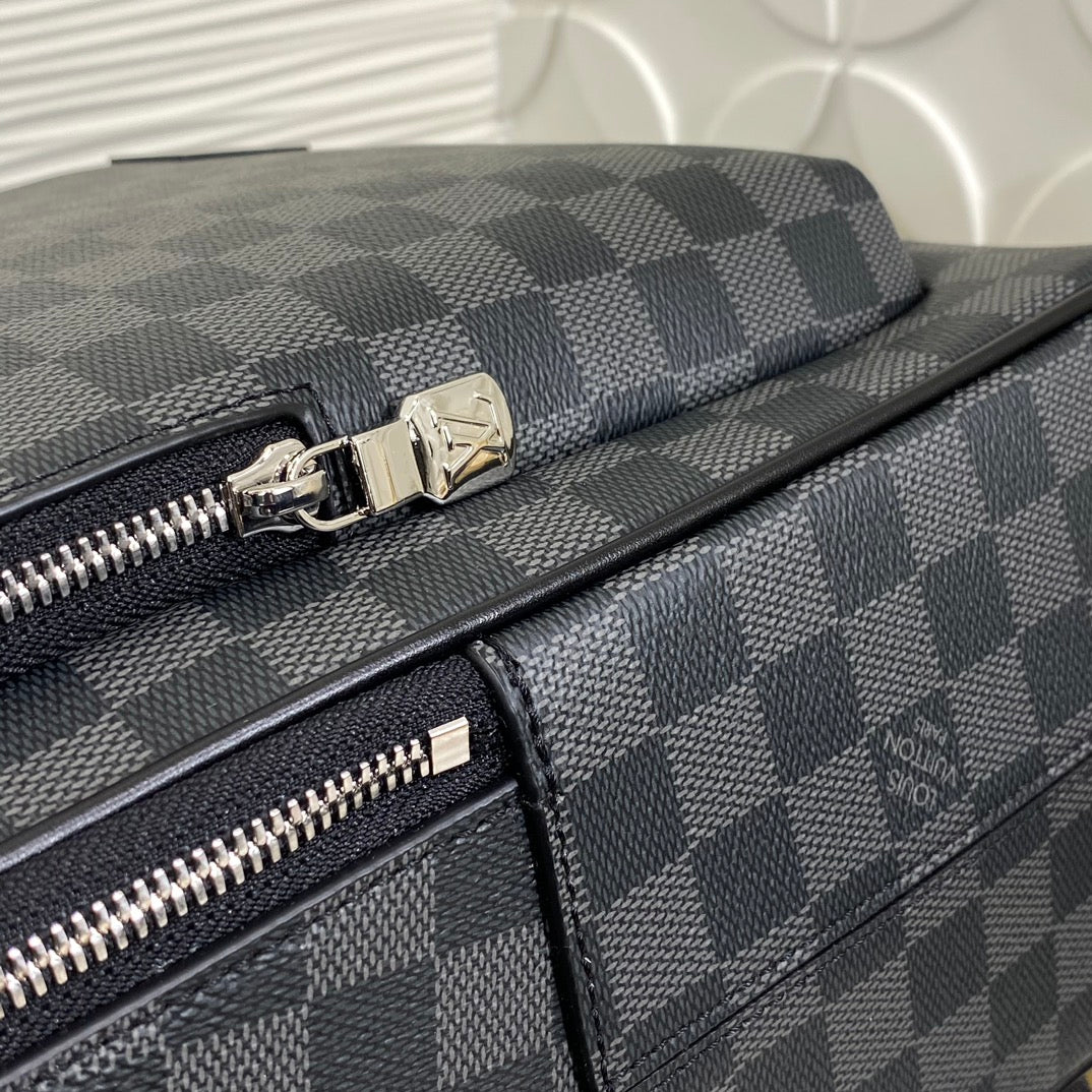 Louis Vuitton Luxury Grey Checkerboard Pattern Unisex Travel Backpack