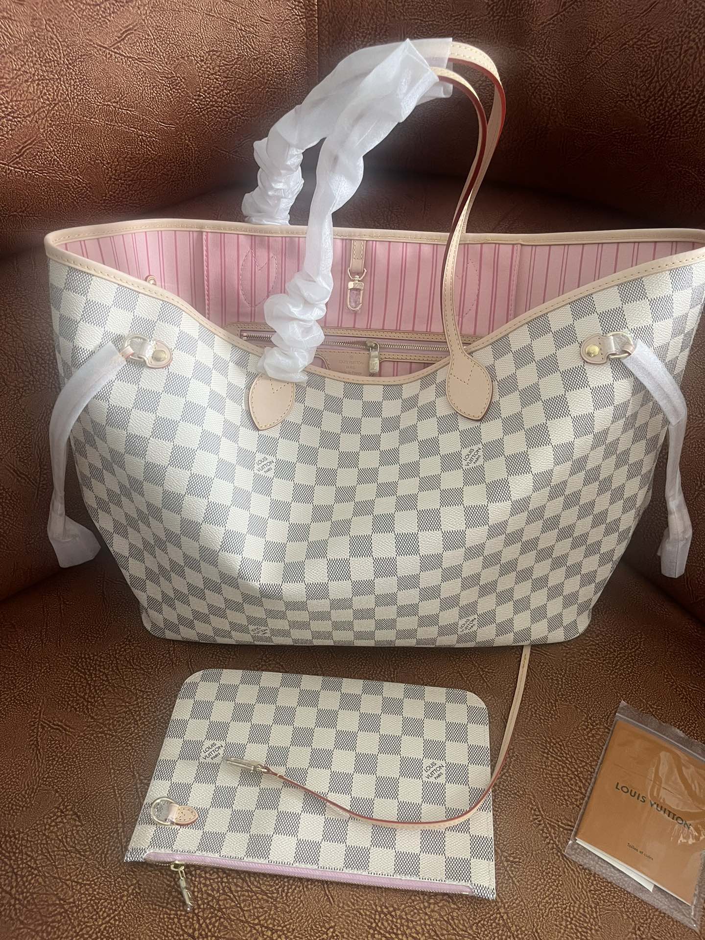 Louis Vuitton Classic Grey and White Checkerboard Canvas Shoulder Tote Bag