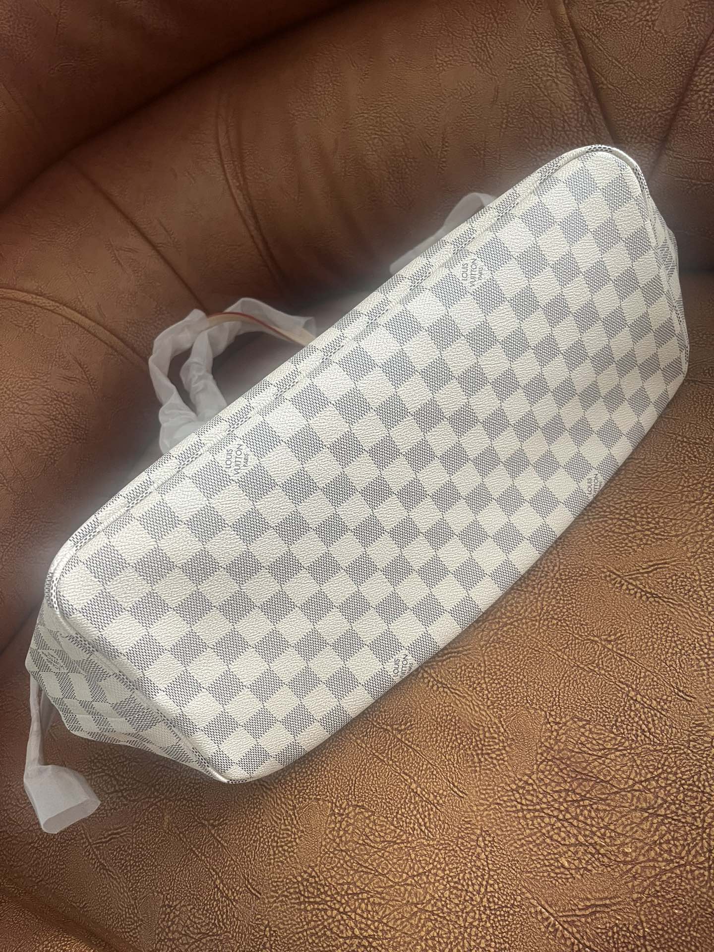 Louis Vuitton Classic Grey and White Checkerboard Canvas Shoulder Tote Bag