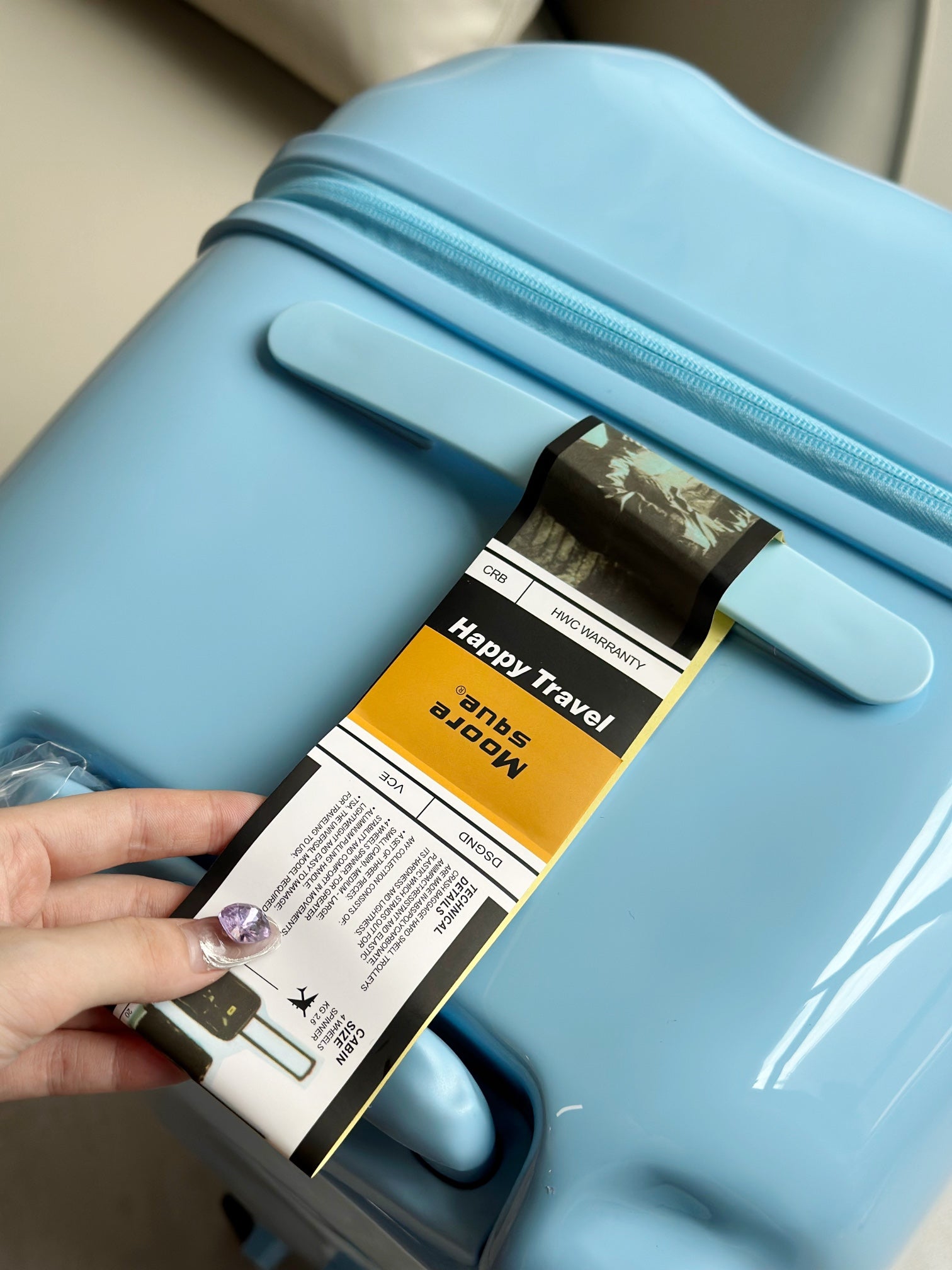 Modern Light Blue Dented Hardshell Spinner Luggage