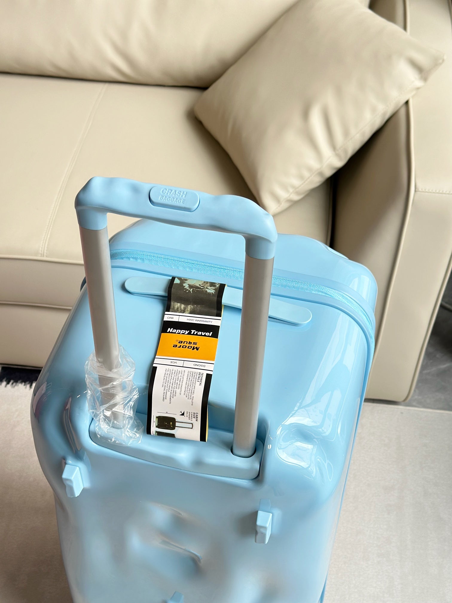 Modern Light Blue Dented Hardshell Spinner Luggage