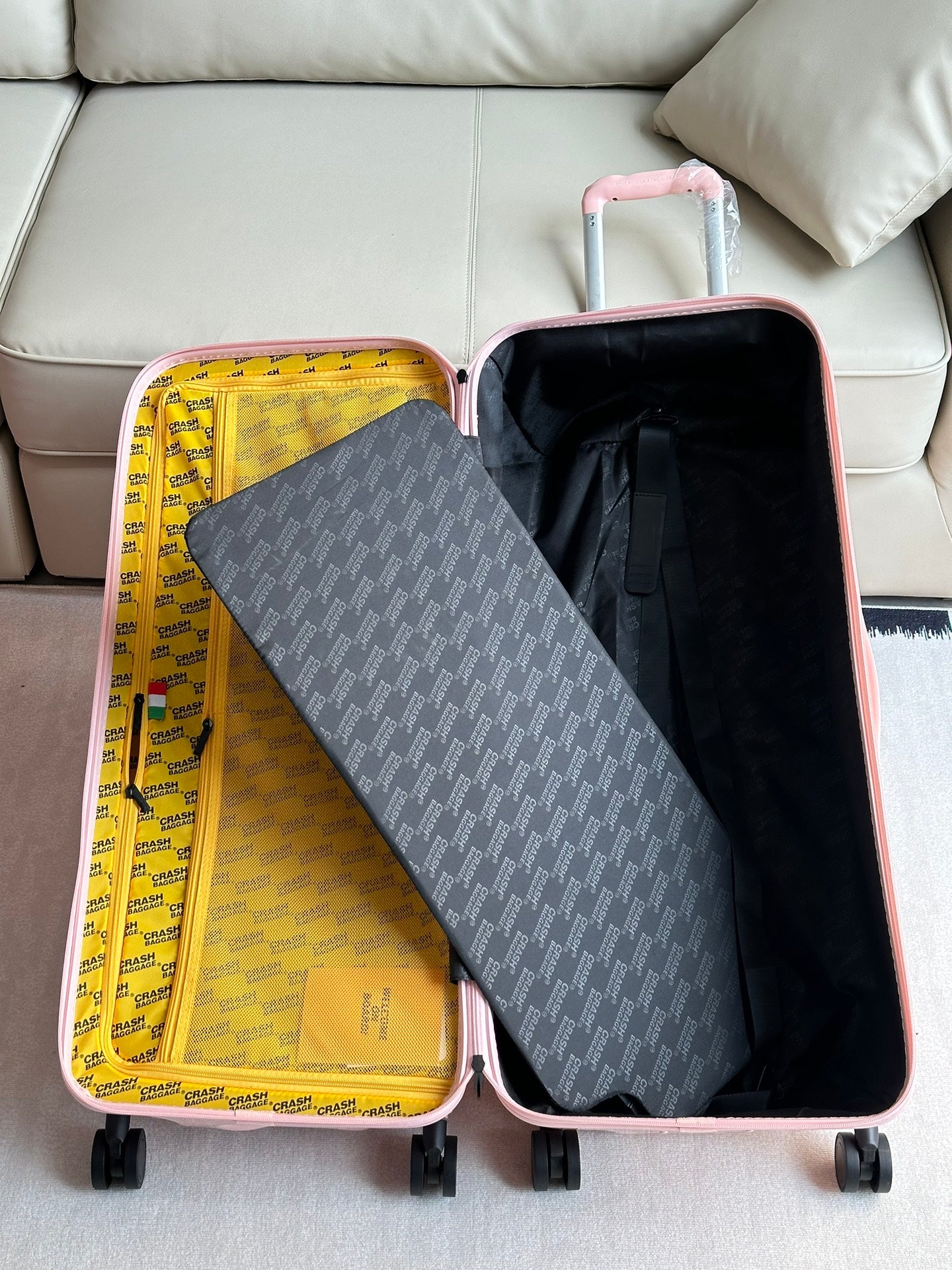 Pink Dented Hard Shell Spinner Suitcase Travel Luggage