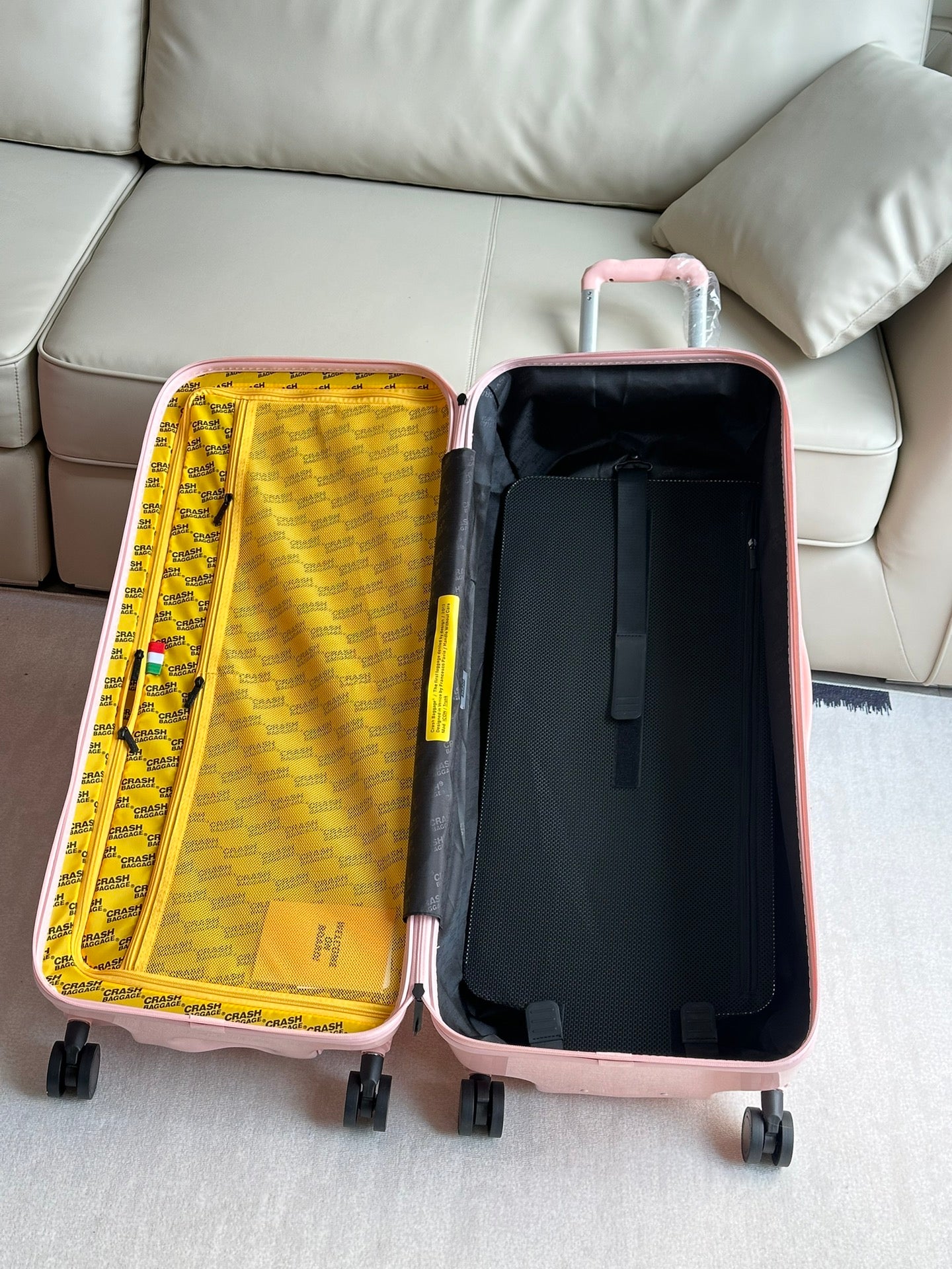 Pink Dented Hard Shell Spinner Suitcase Travel Luggage
