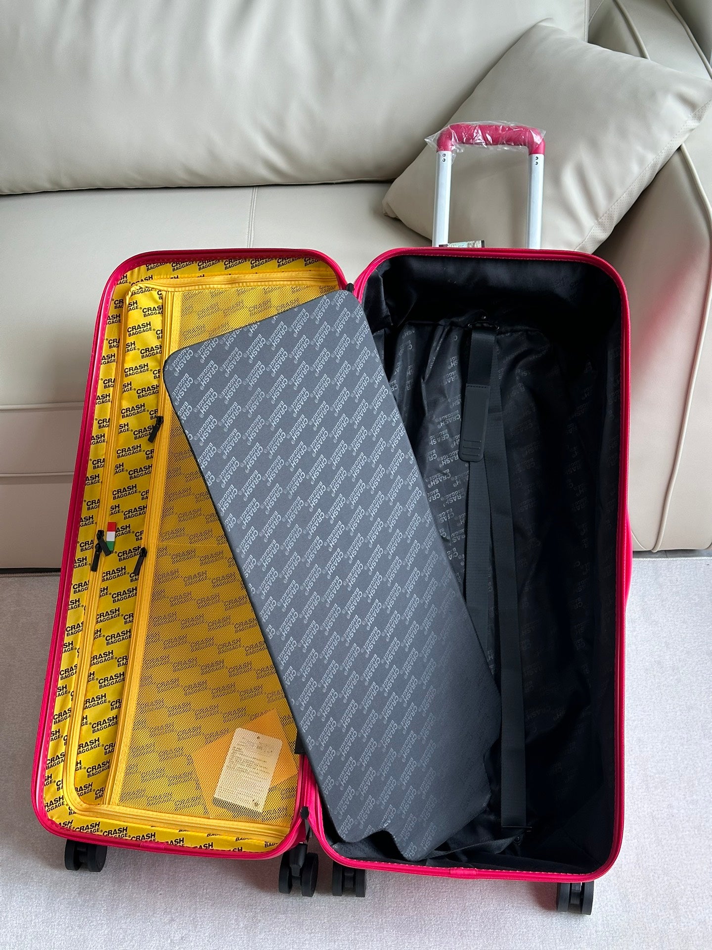 Hot Pink Textured Dented Hardshell Spinner Suitcase Travel Luggage