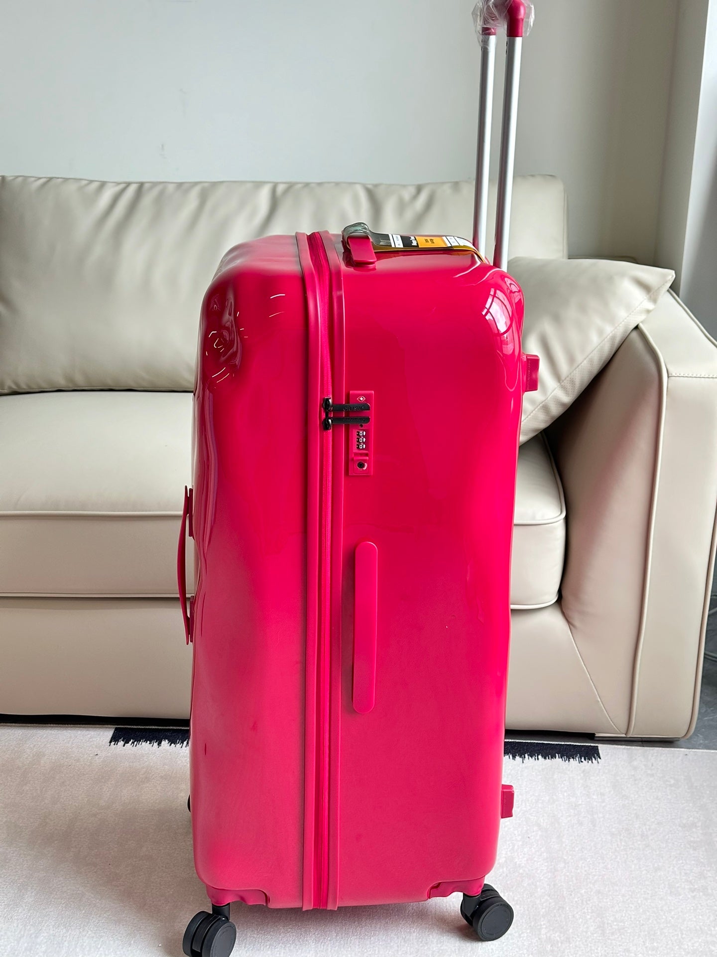 Hot Pink Textured Dented Hardshell Spinner Suitcase Travel Luggage