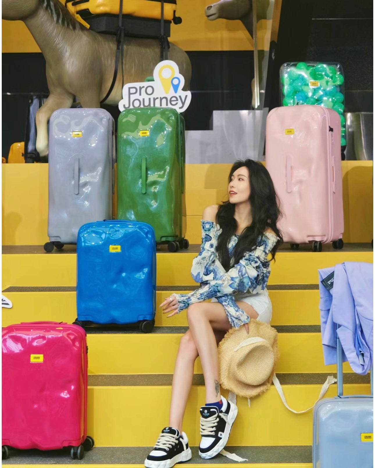 Glossy Pastel Pink Travel Suitcase with Telescopic Handle