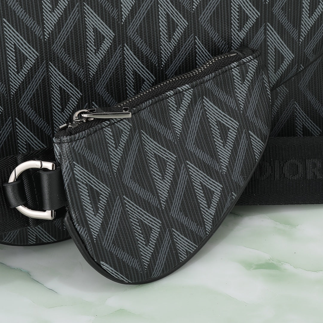 Dior Black Geometric Diamond Pattern Crossbody Shoulder Bag