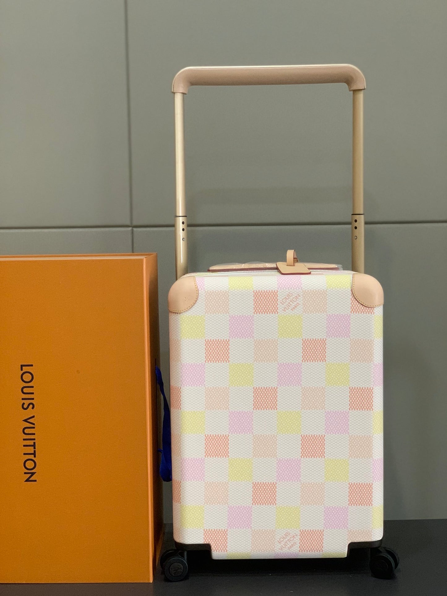 Pastel Checkerboard Hardshell Spinner Suitcase Carry-On Travel Luggage