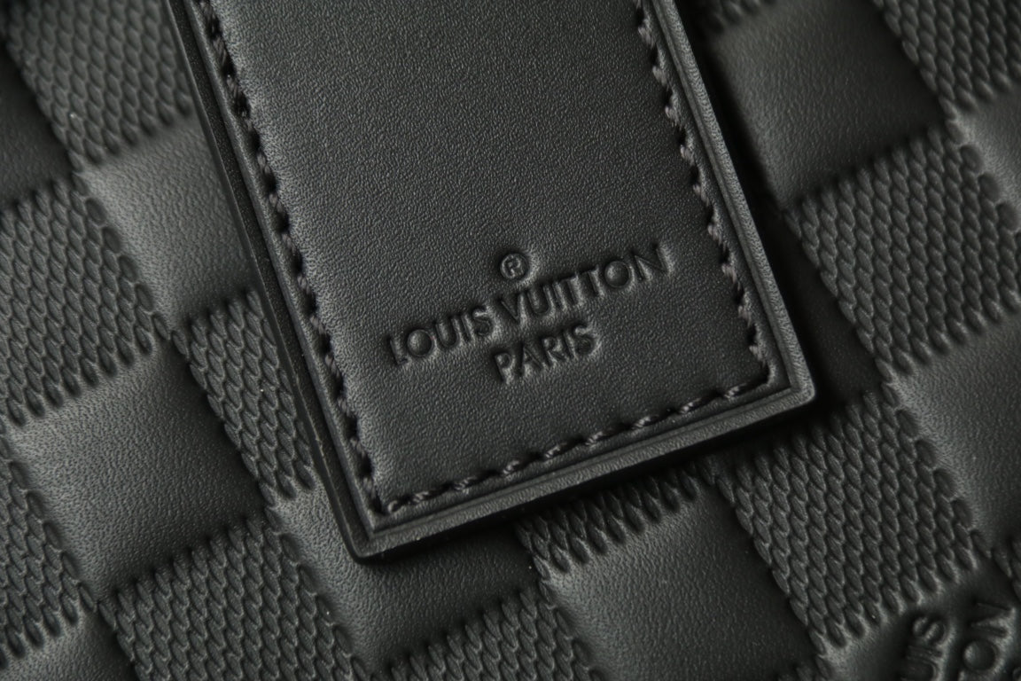 Louis Vuitton Black Checkerboard Embossed Leather Wristlet Clutch Bag