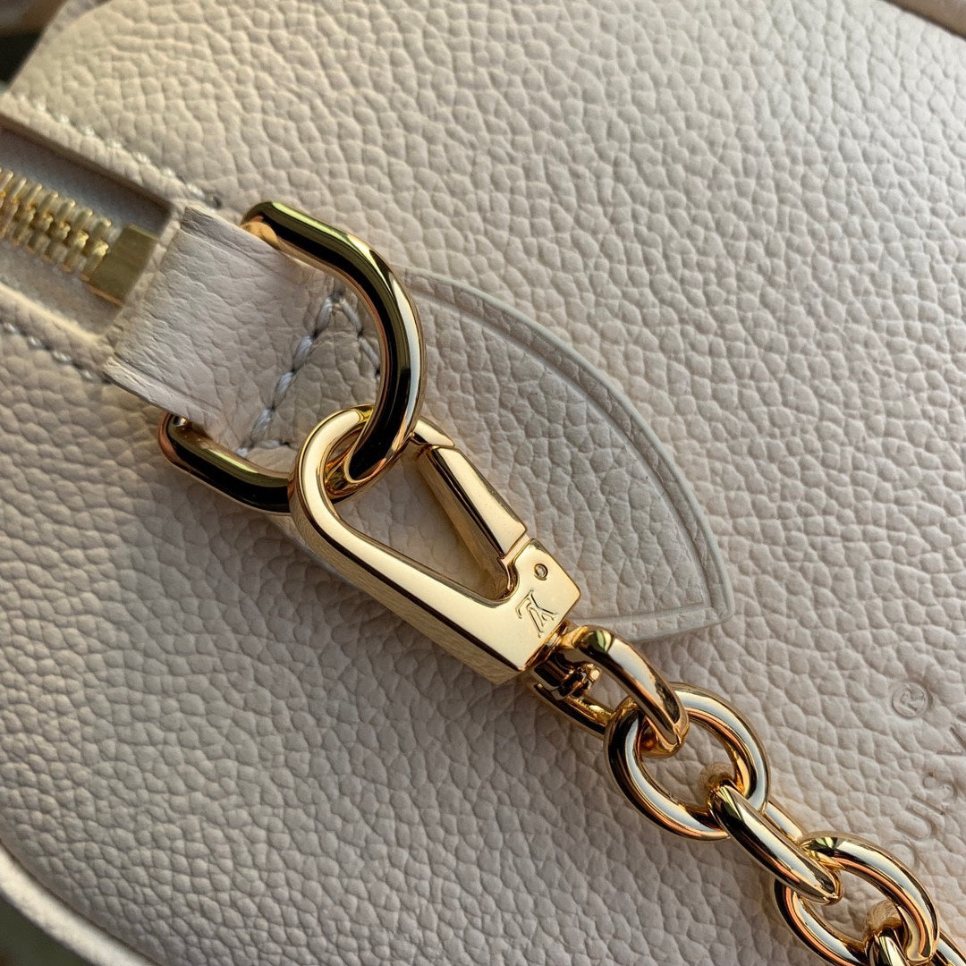 Louis Vuitton Cream and Pink Monogram Embossed Leather Mini Top Handle Bag