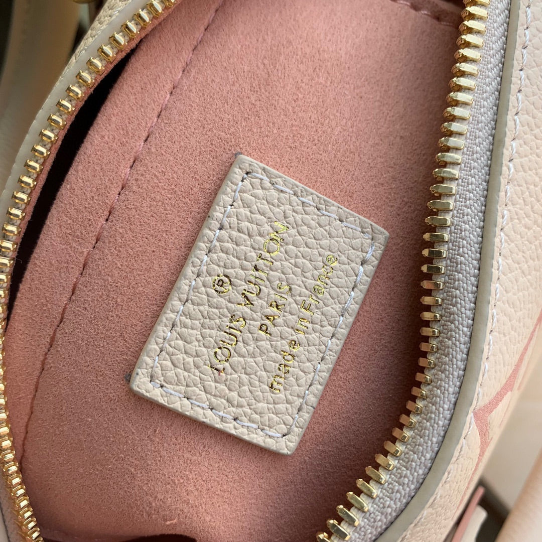 Louis Vuitton Cream and Pink Monogram Embossed Leather Mini Top Handle Bag