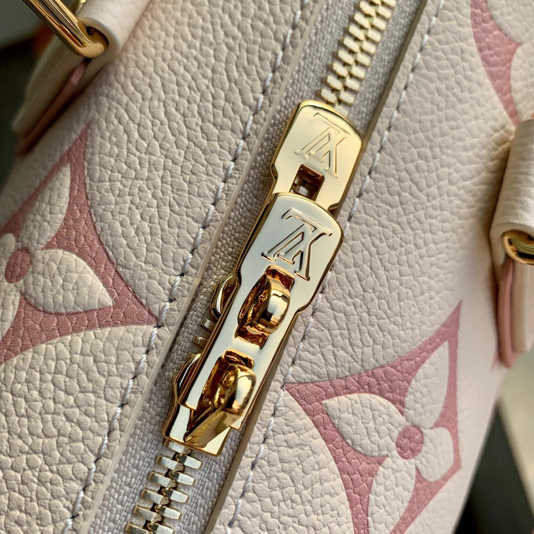 Louis Vuitton Cream and Pink Monogram Embossed Leather Mini Top Handle Bag