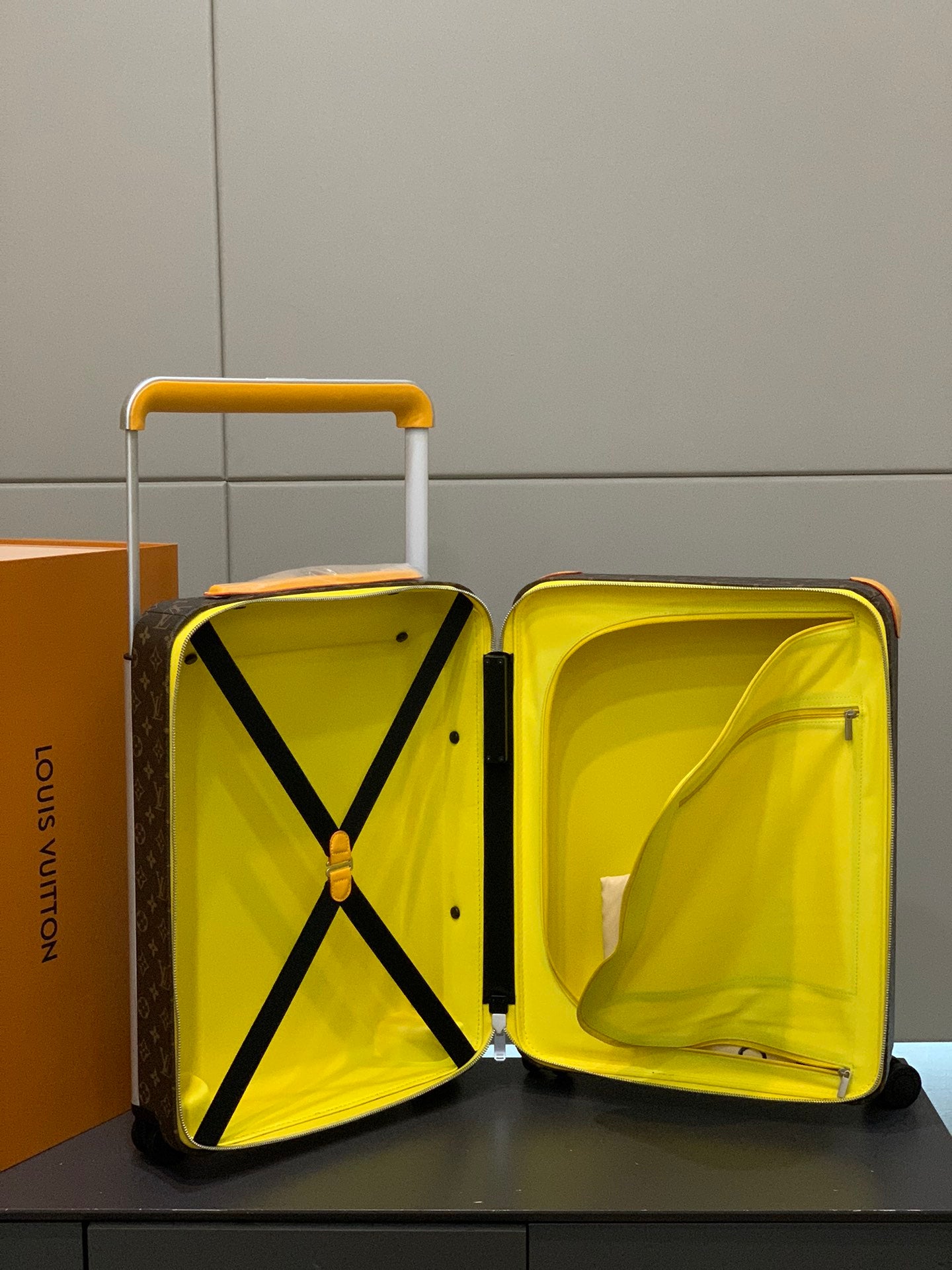 Vintage Monogram Carry-On Rolling Suitcase with Yellow Leather Trim