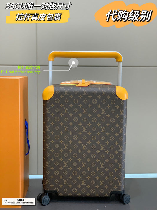 Vintage Monogram Carry-On Rolling Suitcase with Yellow Leather Trim