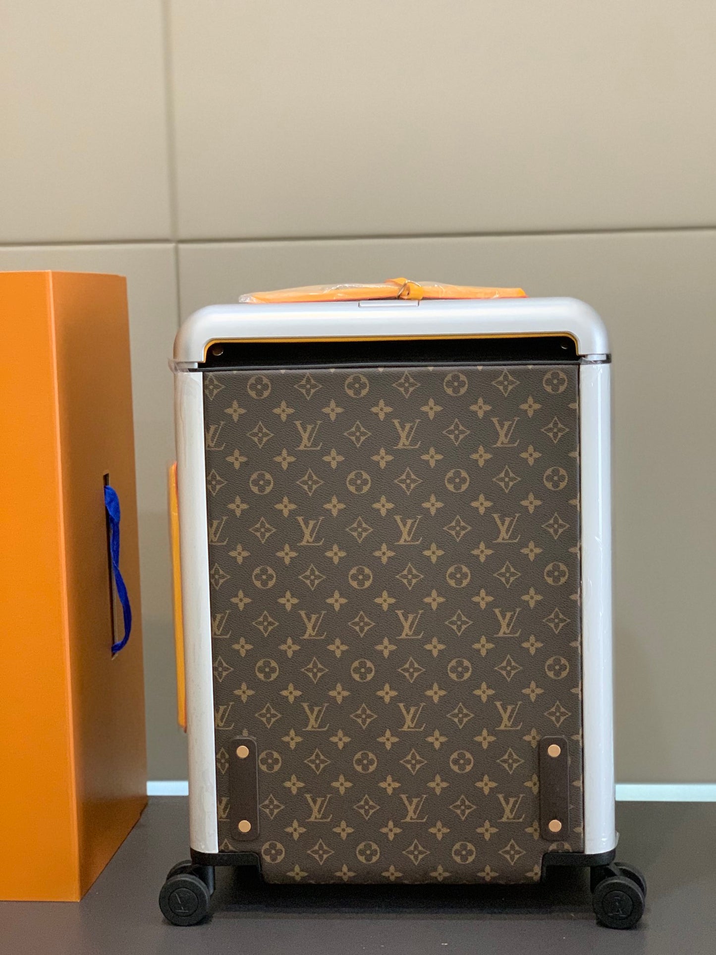 Vintage Monogram Carry-On Rolling Suitcase with Yellow Leather Trim