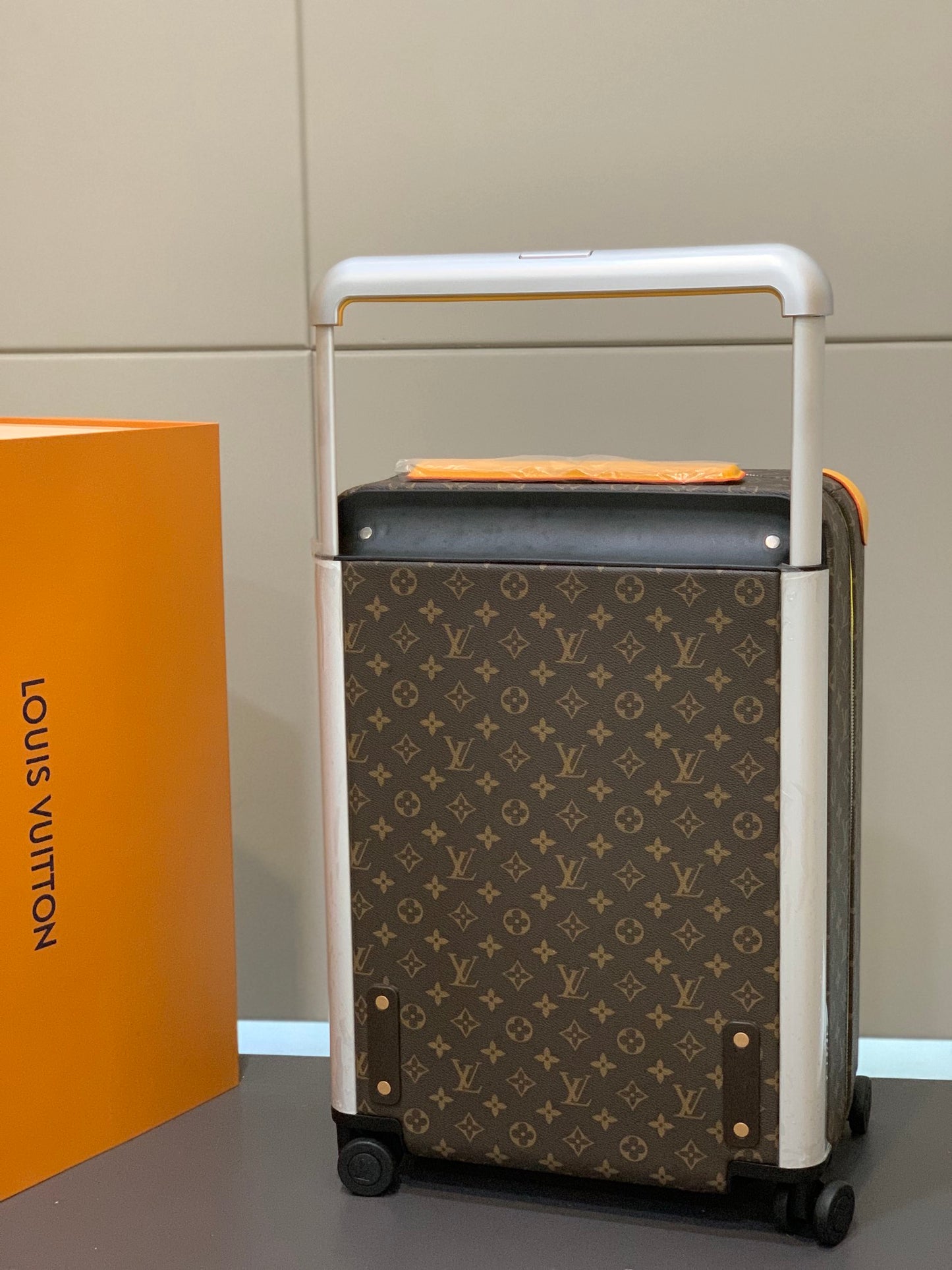 Vintage Monogram Carry-On Rolling Suitcase with Yellow Leather Trim