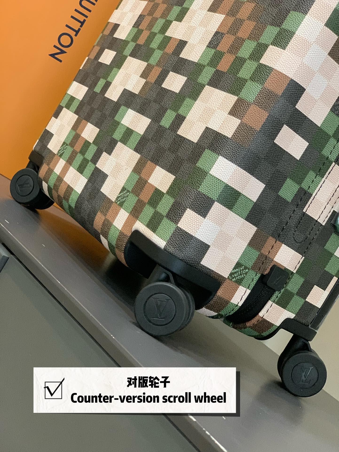 Green Digital Camouflage Rolling Carry-On Spinner Suitcase