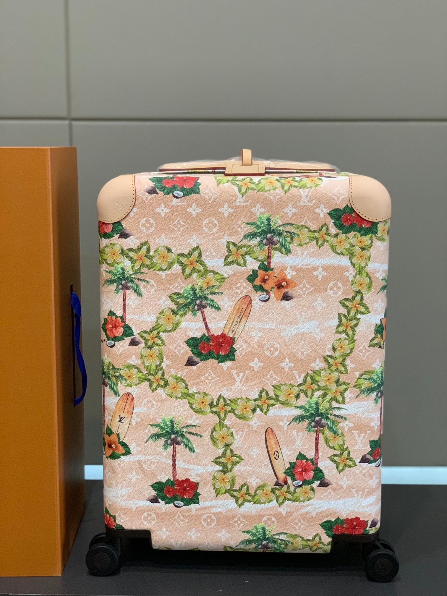 Tropical Palm Tree Print Spinner Suitcase Rolling Travel Luggage