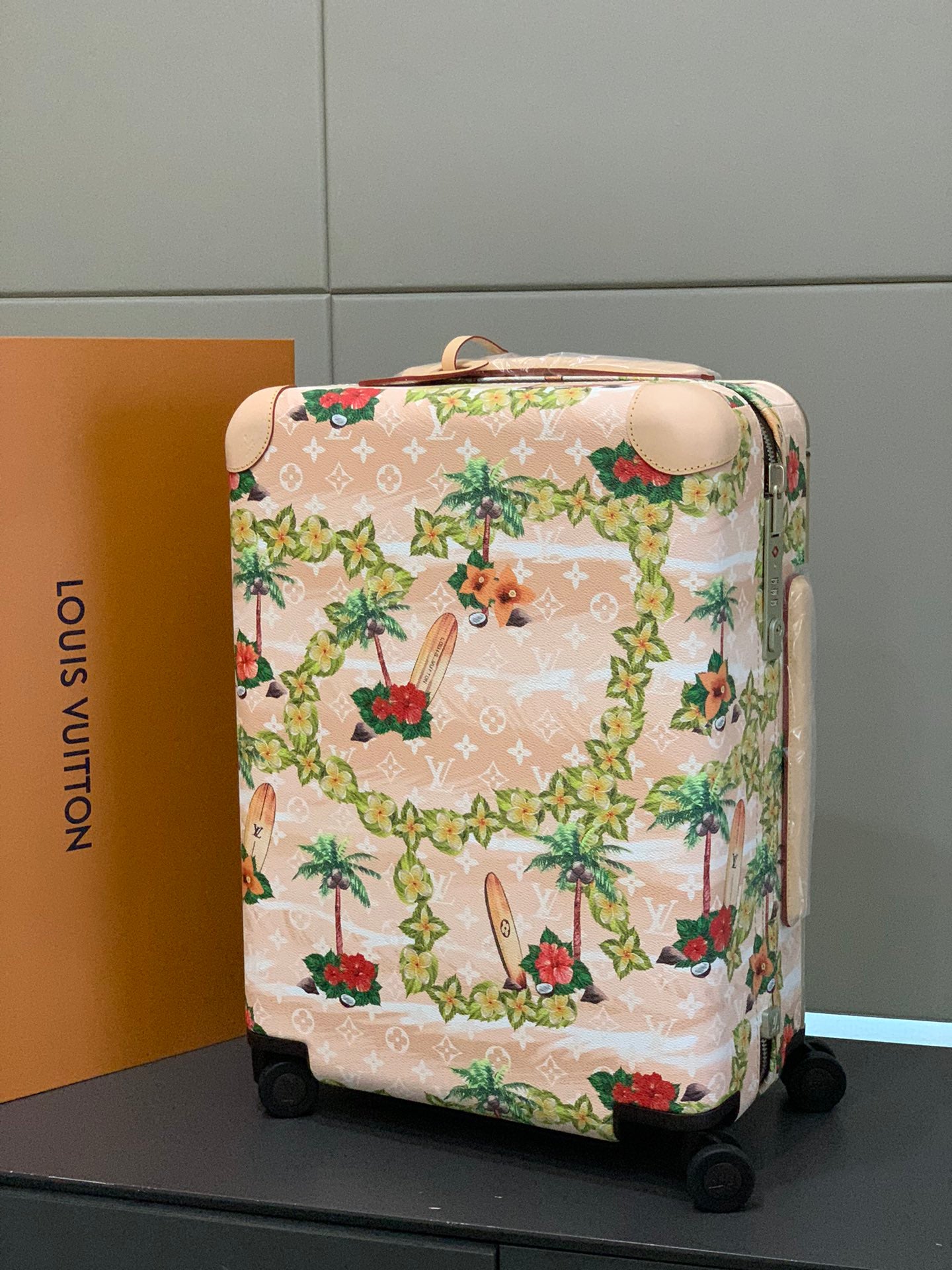 Tropical Palm Tree Print Spinner Suitcase Rolling Travel Luggage