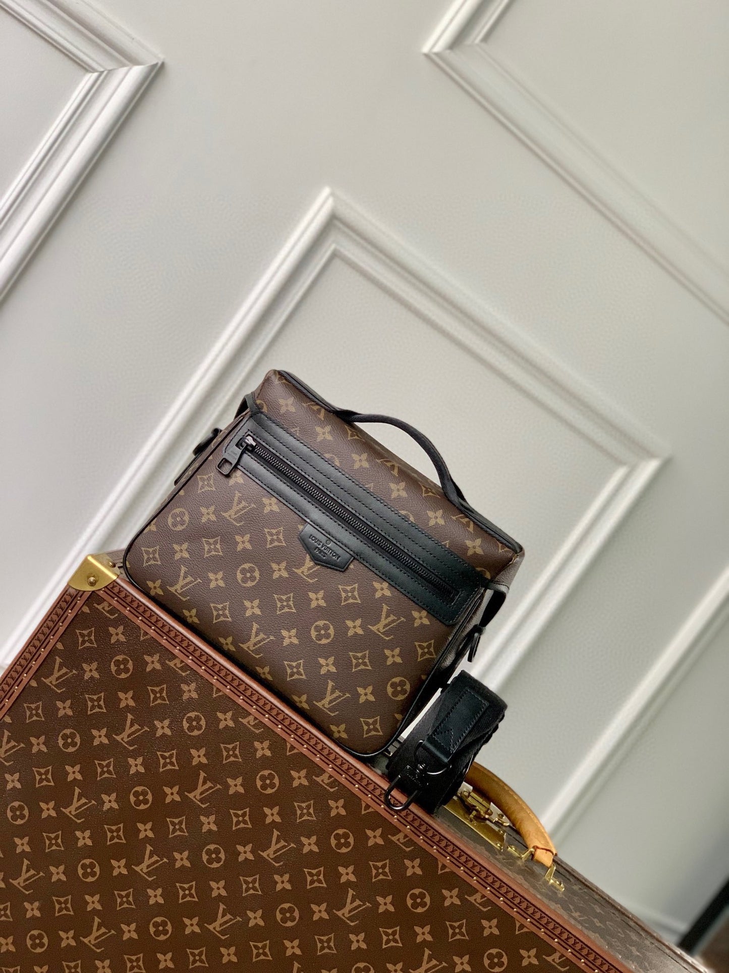 Louis Vuitton Brown Monogram Canvas Messenger Crossbody Bag with Buckles