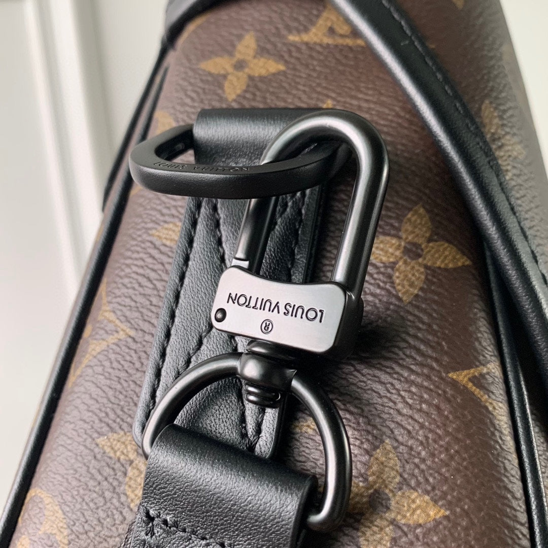 Louis Vuitton Brown Monogram Canvas Messenger Crossbody Bag with Buckles