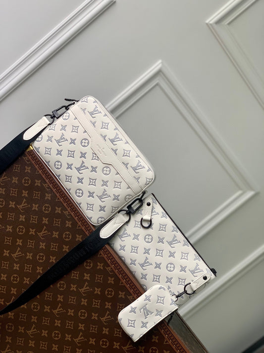 Louis Vuitton Trio Messenger Monogram Bag - White/Grey