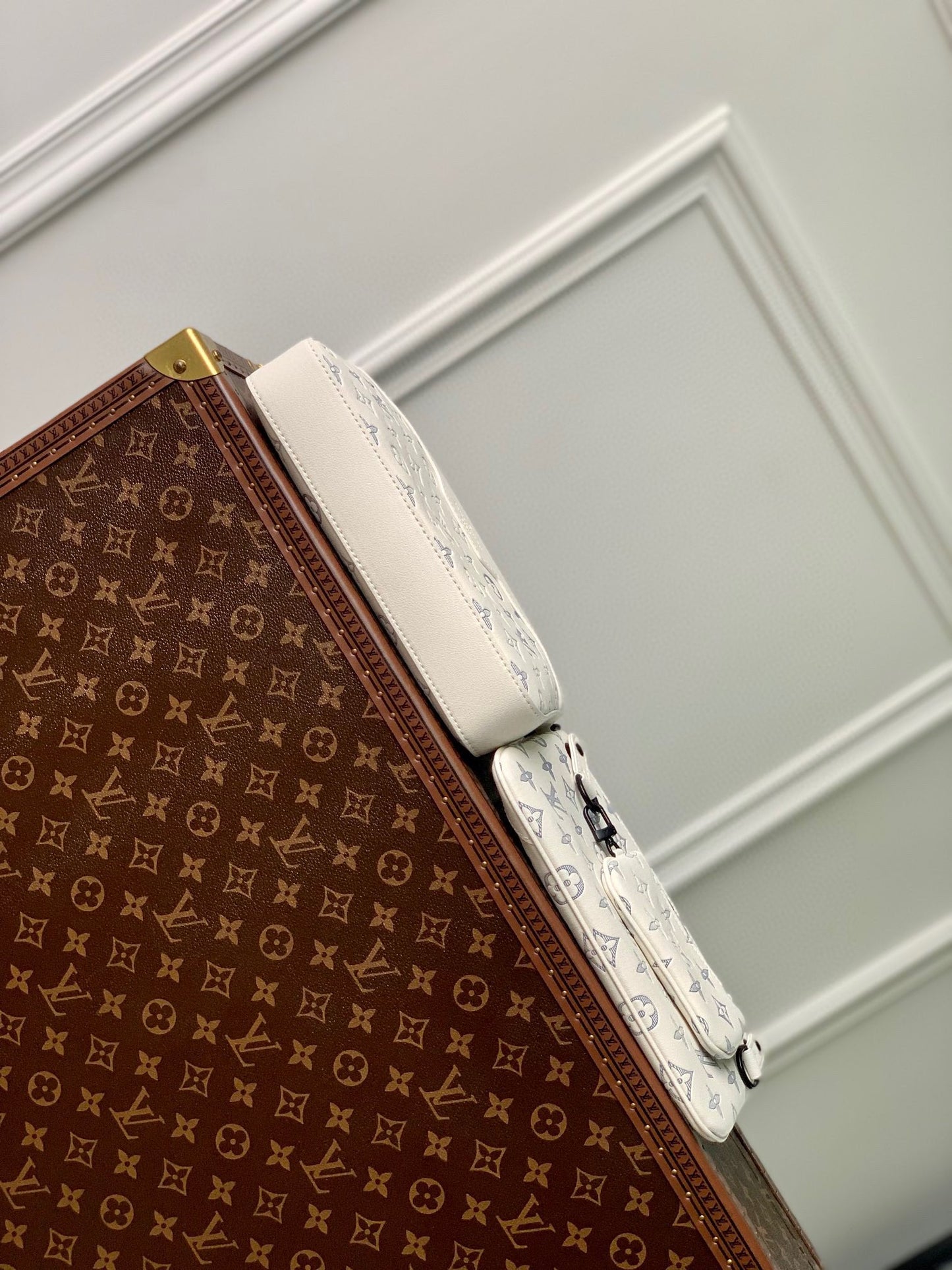 Louis Vuitton White Monogram Patterned Multi-Pouch Crossbody Bag Set