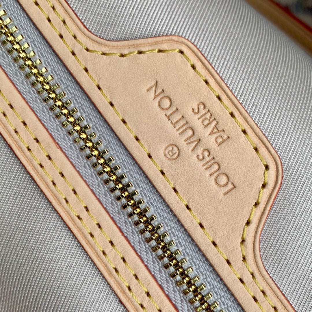 Louis Vuitton Cream Monogram Canvas Shoulder Tote Bag with Leather Straps