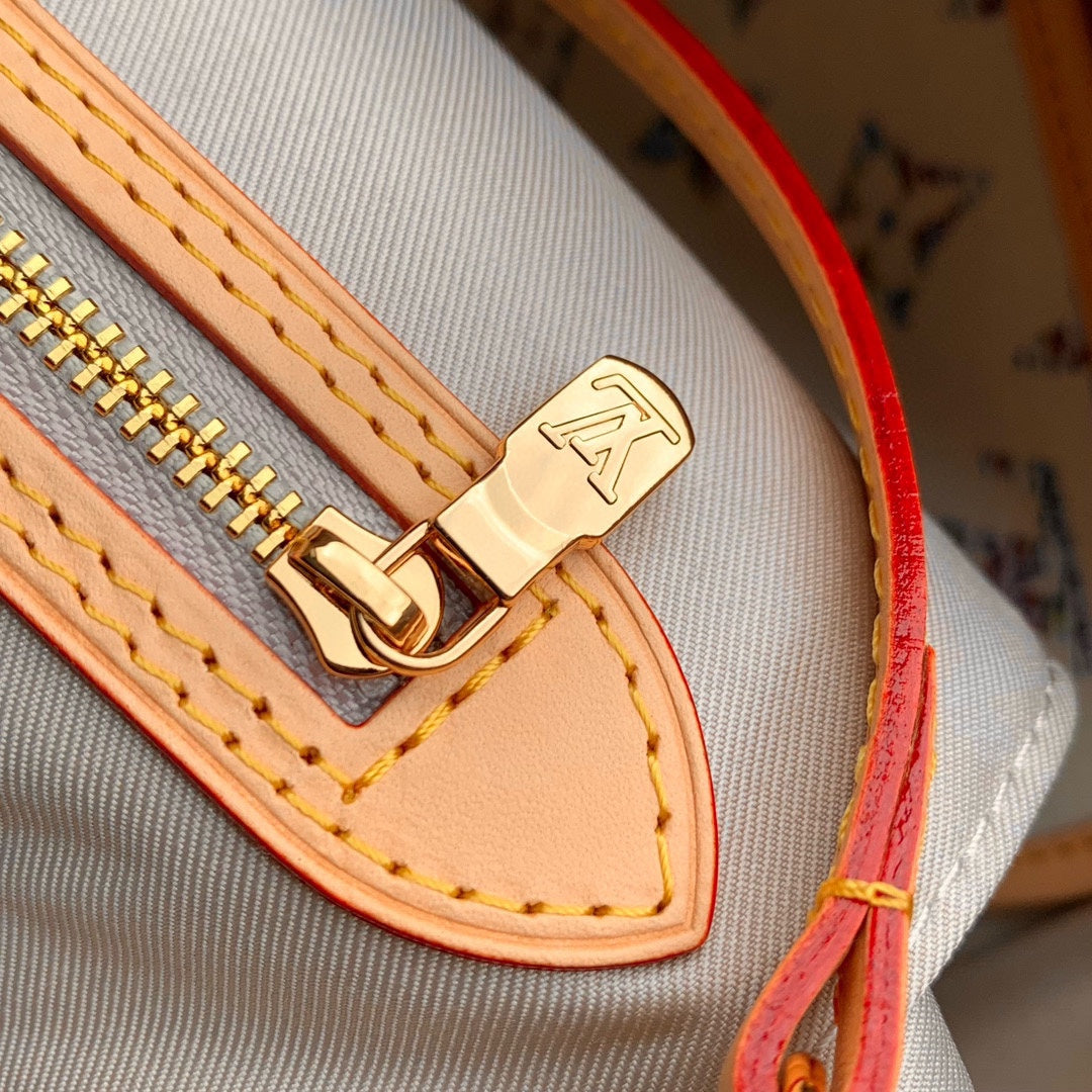 Louis Vuitton Cream Monogram Canvas Shoulder Tote Bag with Leather Straps