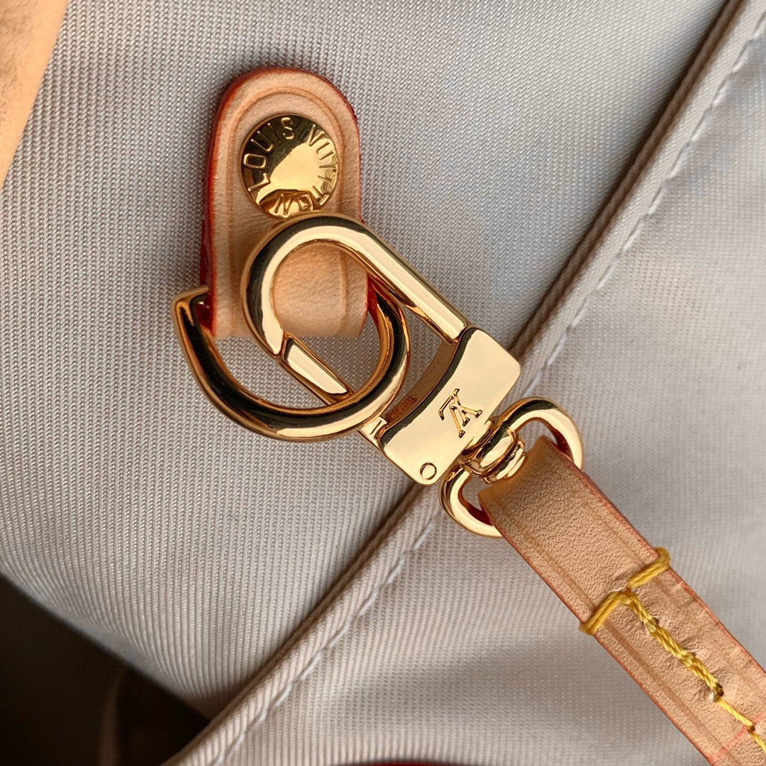 Louis Vuitton Cream Monogram Canvas Shoulder Tote Bag with Leather Straps