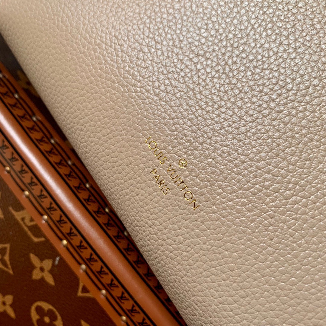 Louis Vuitton Structured Light Pink Leather Trunk Crossbody Bag with Gold Accents
