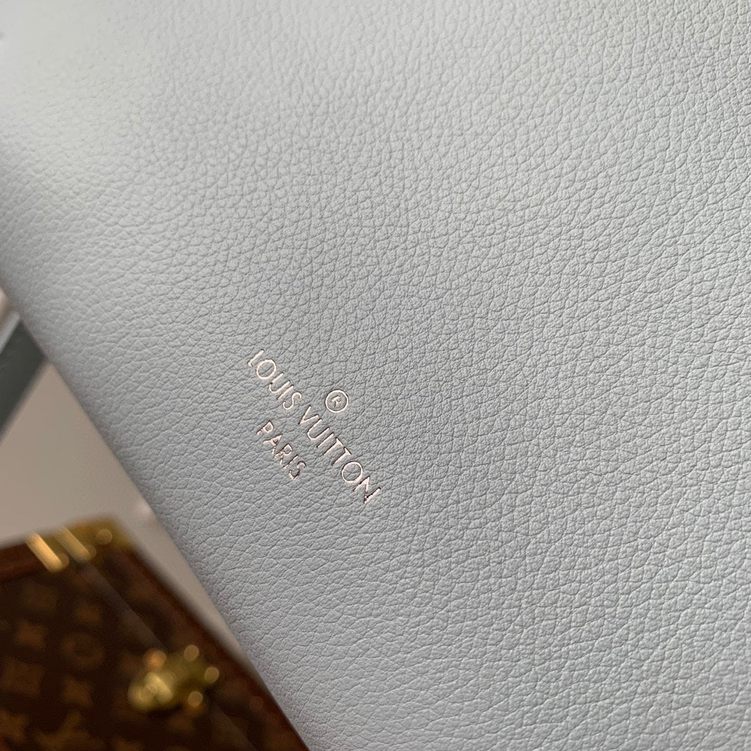 Louis Vuitton Pastel Blue Leather Mini Trunk Crossbody Bag with Silver Hardware