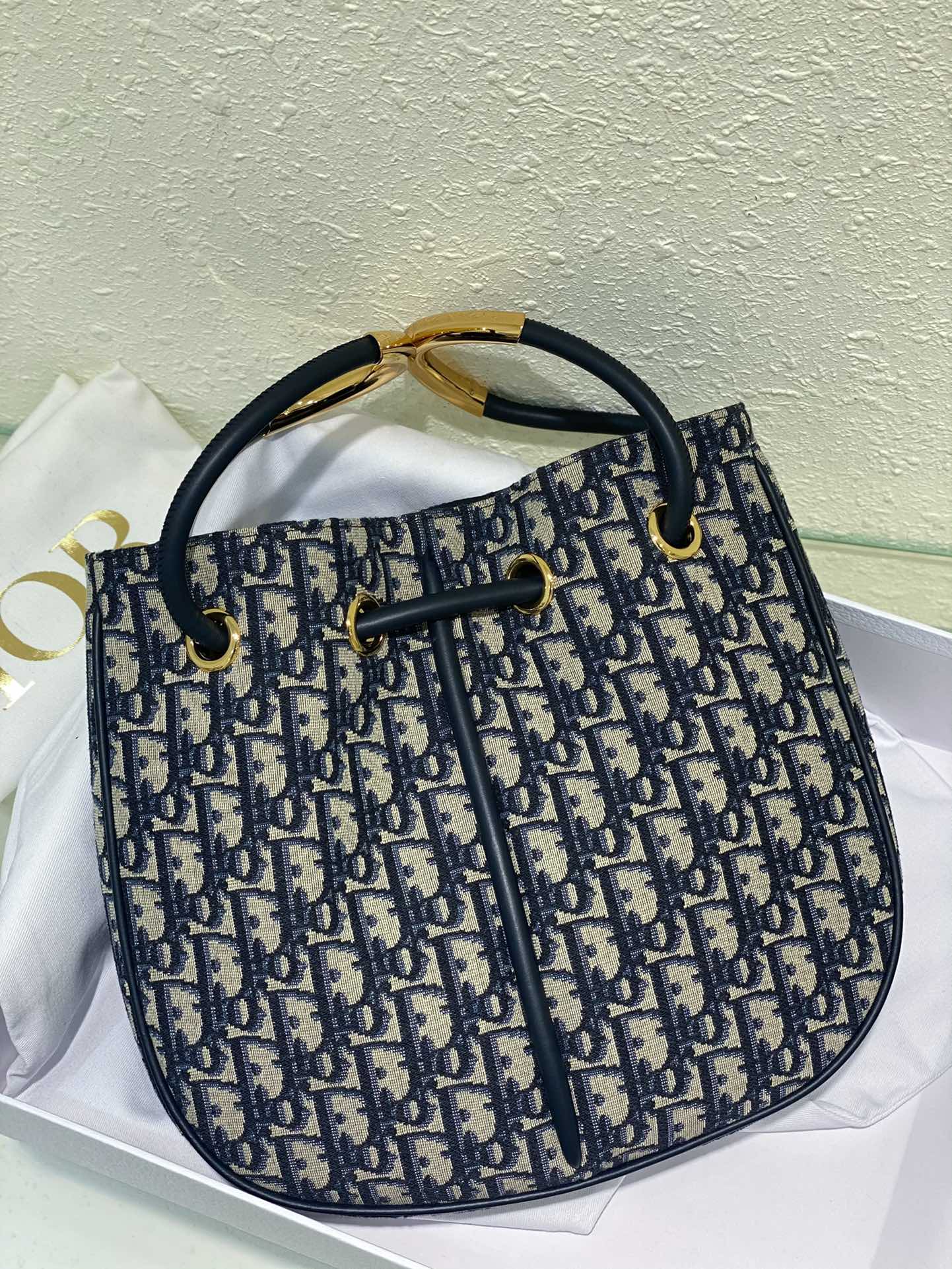 Dior C'est Dior Bucket Bag - Blue Oblique Jacquard with CD Signature Handles