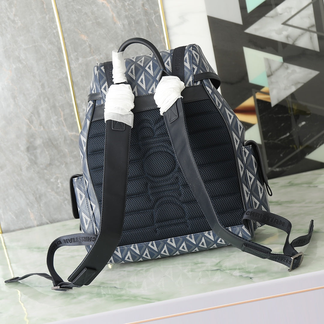 Dior Hit The Road Backpack Grey CD Diamond Canvas - Designer Luxury Men's Travel Bag