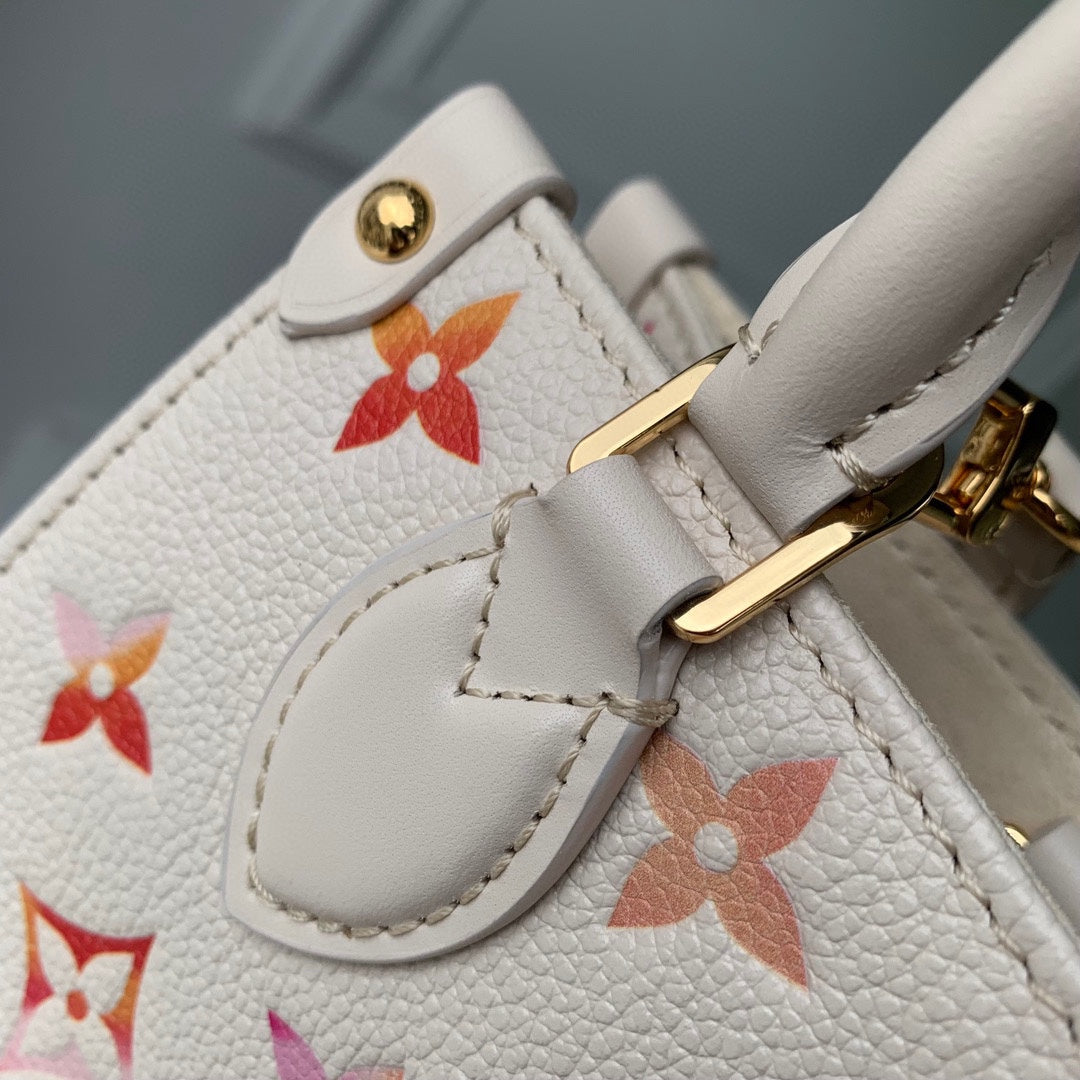 Louis Vuitton White Leather Mini Crossbody Tote Bag with Pink Gradient Pattern