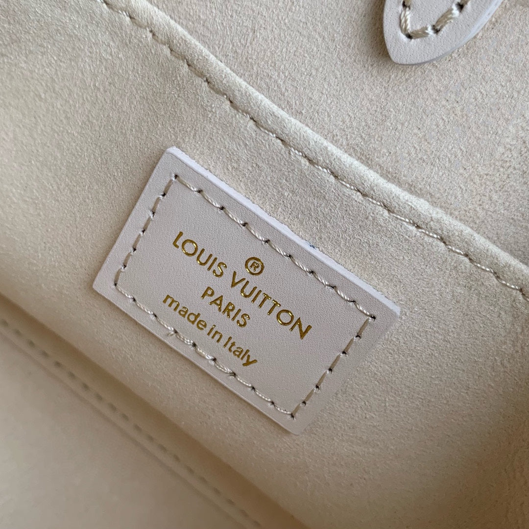 Louis Vuitton White Leather Mini Crossbody Tote Bag with Pink Gradient Pattern