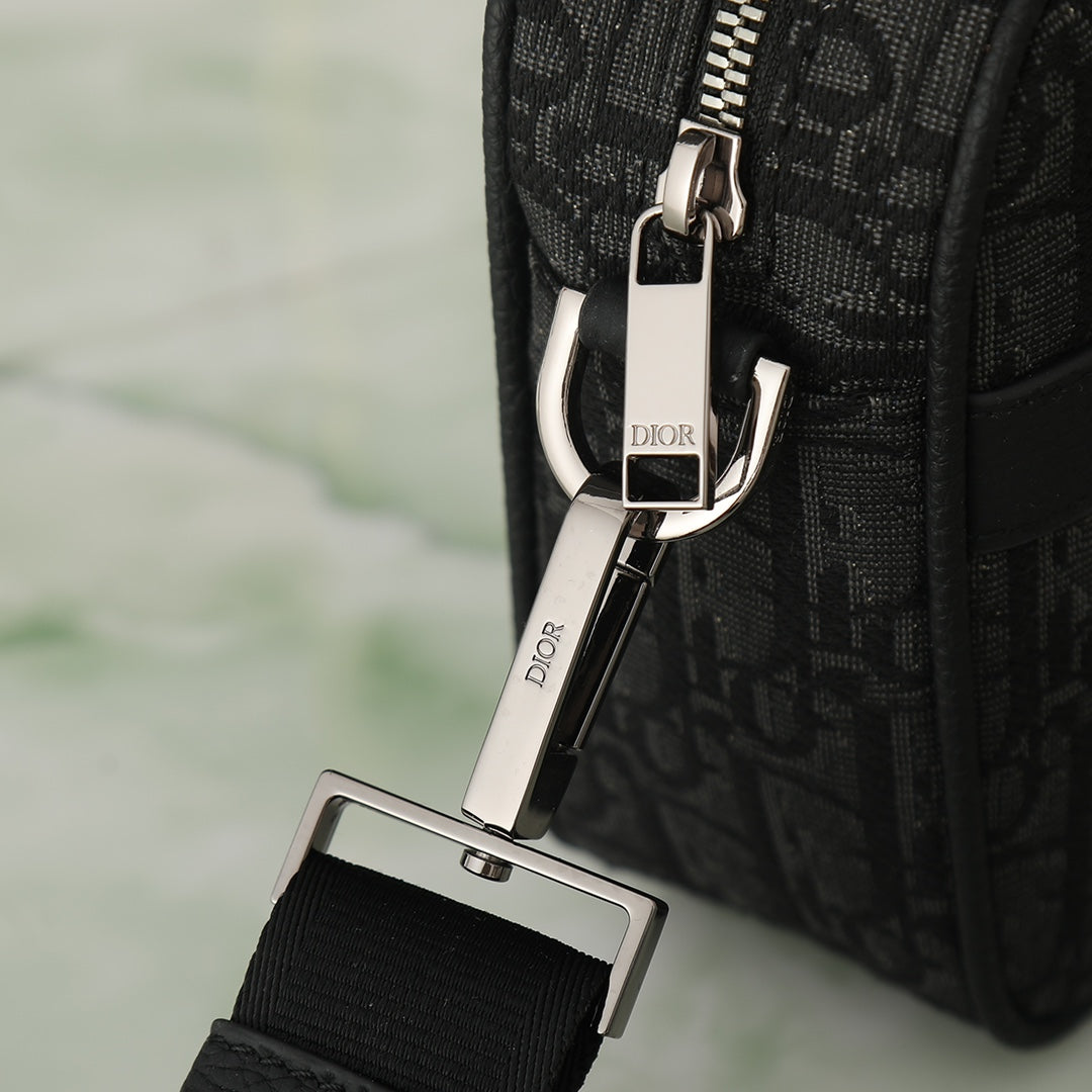 Dior Black Monogram Jacquard Crossbody Shoulder Bag with Strap