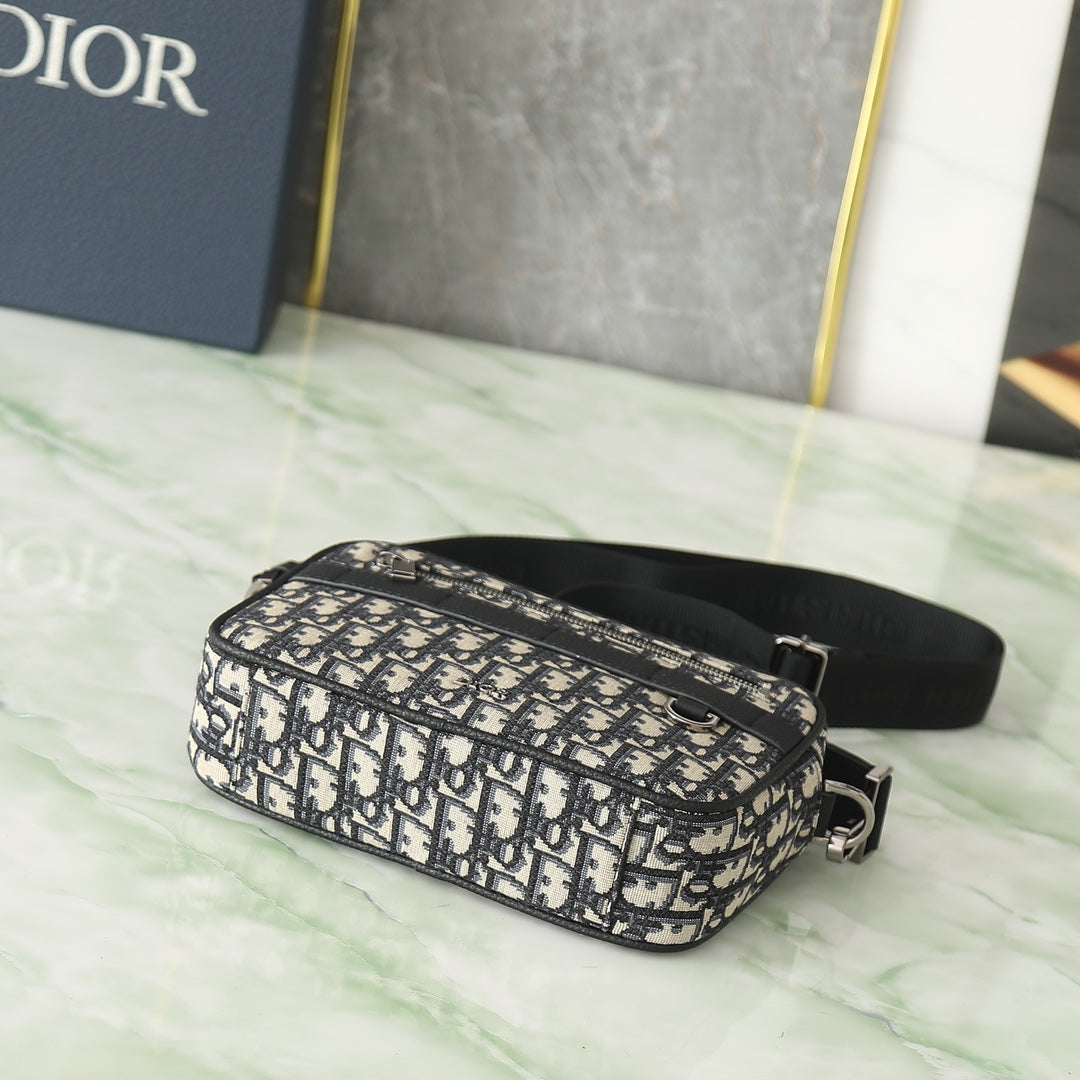 Dior Black and White Monogram Jacquard Crossbody Shoulder Bag