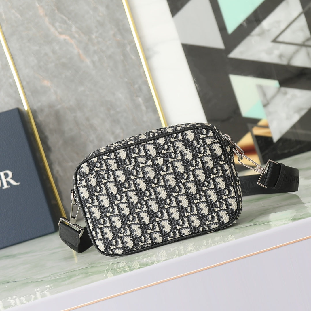 Dior Black and White Monogram Jacquard Crossbody Shoulder Bag
