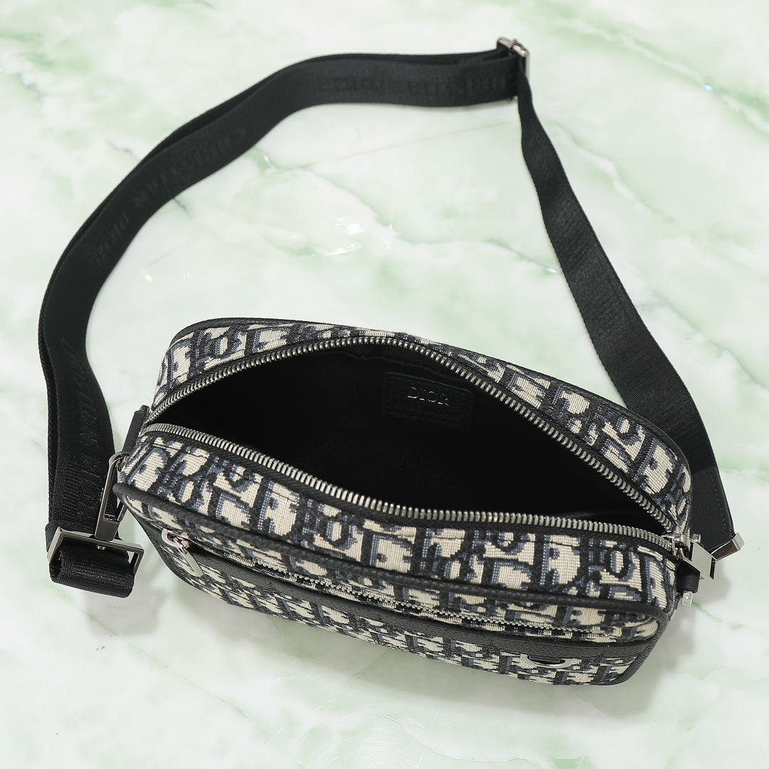 Dior Black and White Monogram Jacquard Crossbody Shoulder Bag