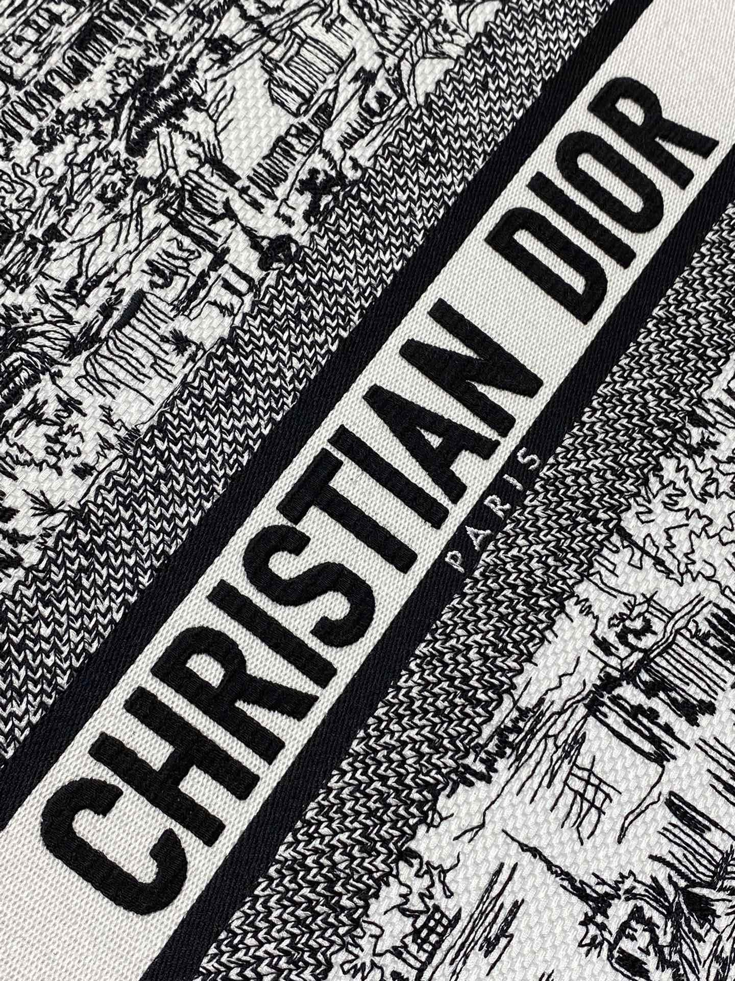 Christian Dior Large Book Tote Black and White Plan de Paris Embroidery