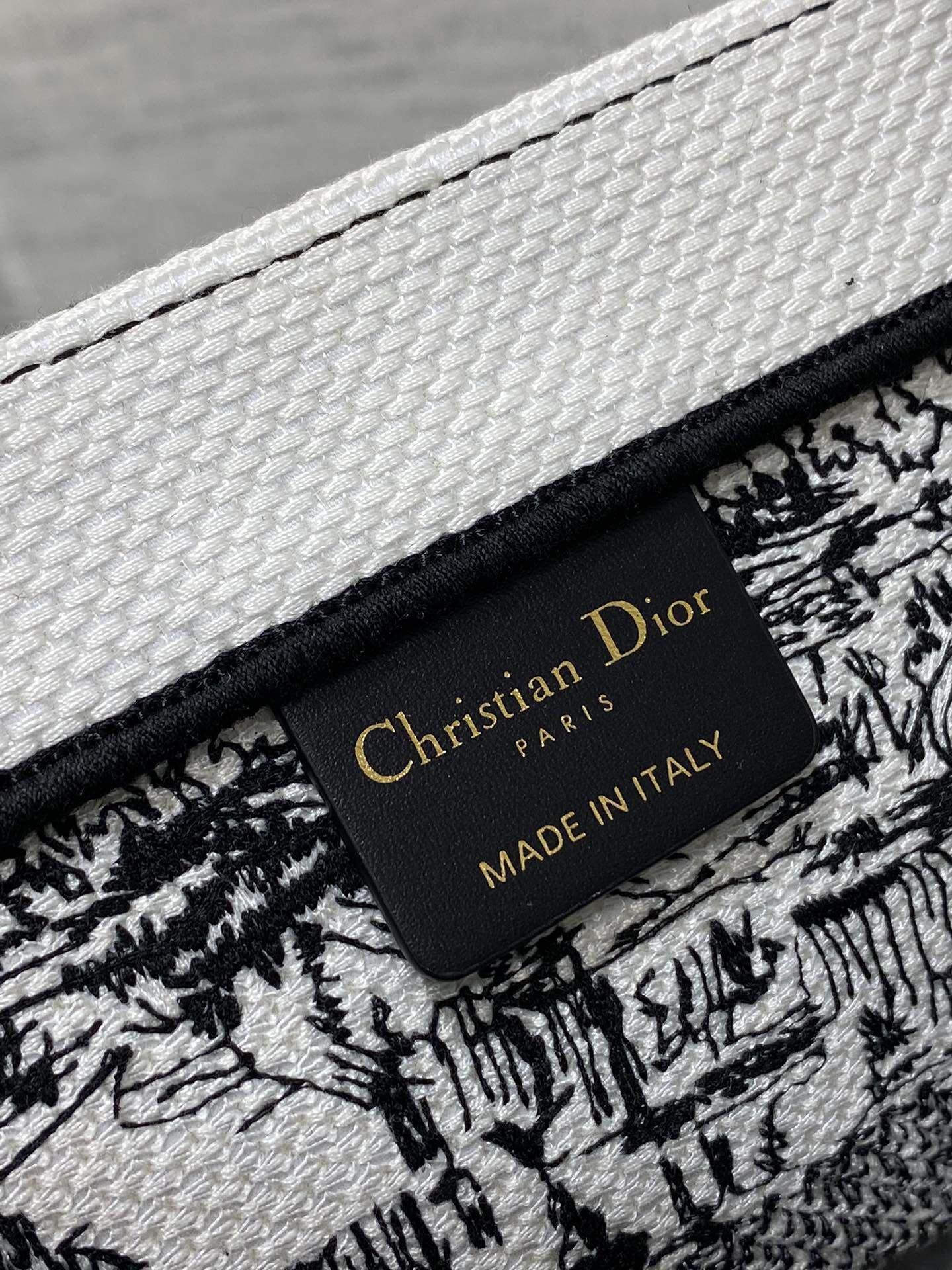 Dior Luxury Black and White Paris Landmark Canvas Tote Bag
