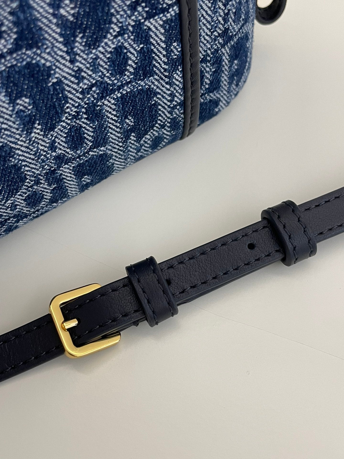 Dior Vintage Blue Monogram Vanity Case Crossbody Bag with Top Handle