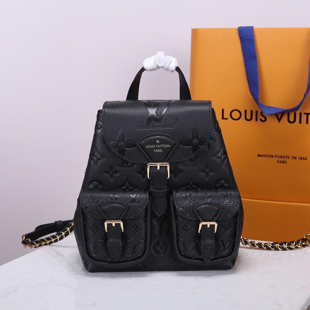 Louis Vuitton Montsouris BB Backpack Monogram Empreinte Black Leather