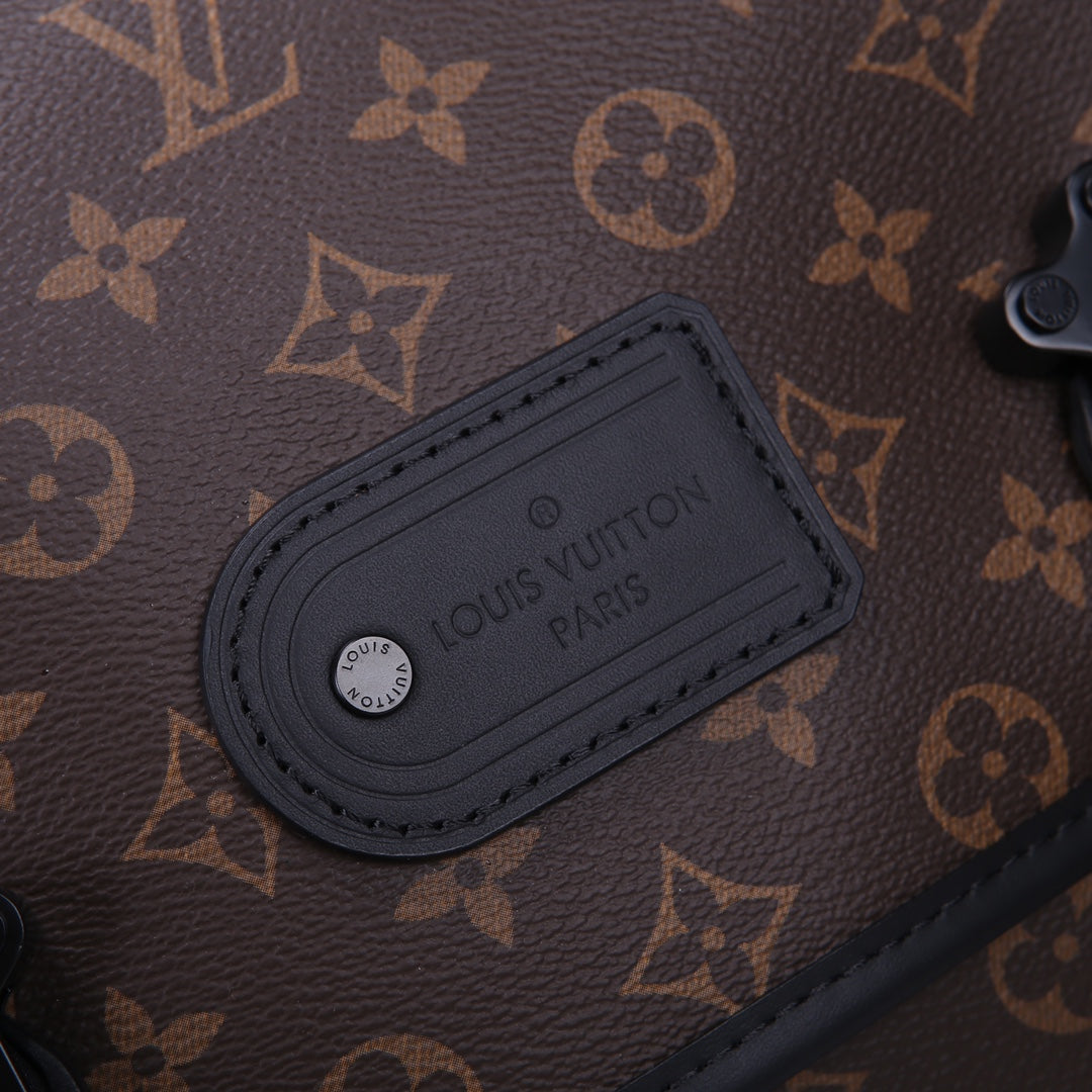 Louis Vuitton Brown Monogram Canvas Messenger Bag with Adjustable Strap and Buckles