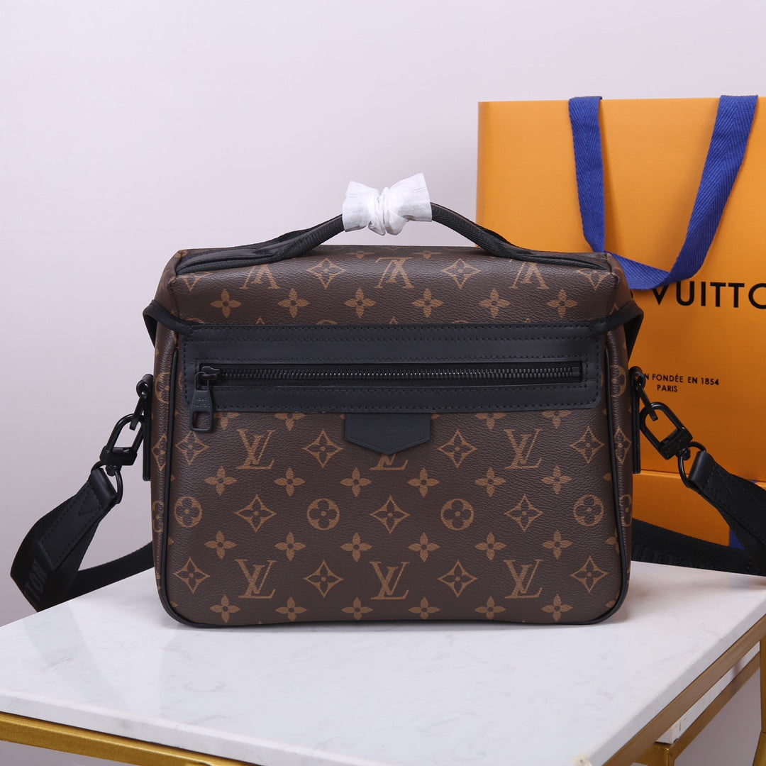 Louis Vuitton Brown Monogram Canvas Messenger Bag with Adjustable Strap and Buckles