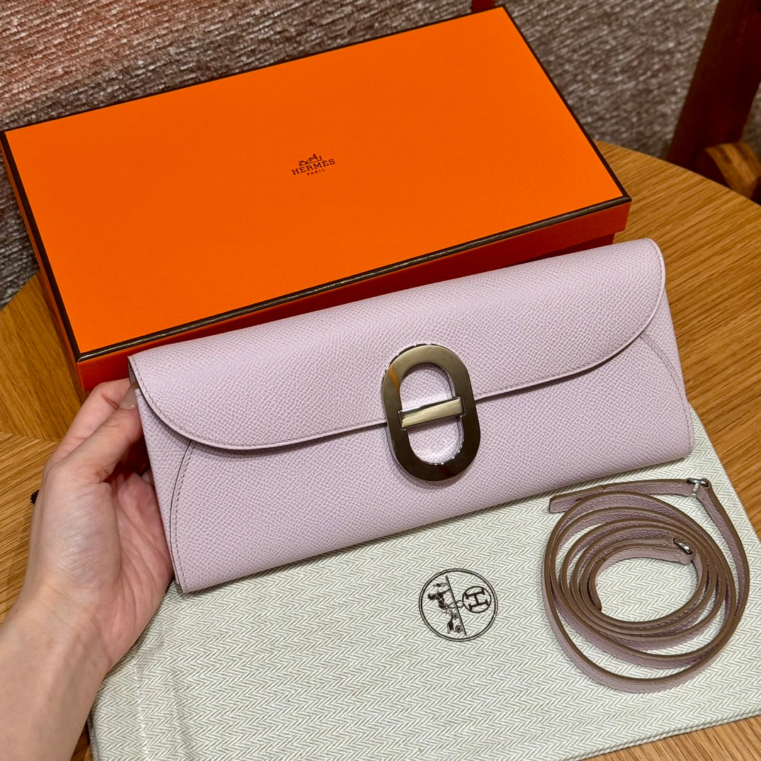 Hermès In-the-Loop Phone Pouch - Mauve Sylvestre Epsom Leather with Silver Hardware