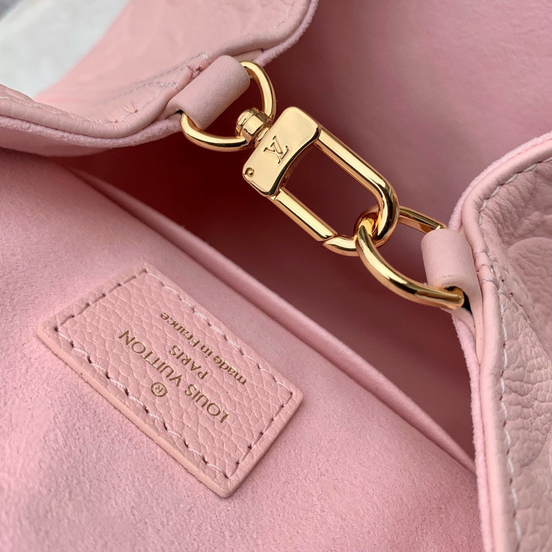 Louis Vuitton Pastel Pink Embossed Leather Mini Backpack with Gold Buckles