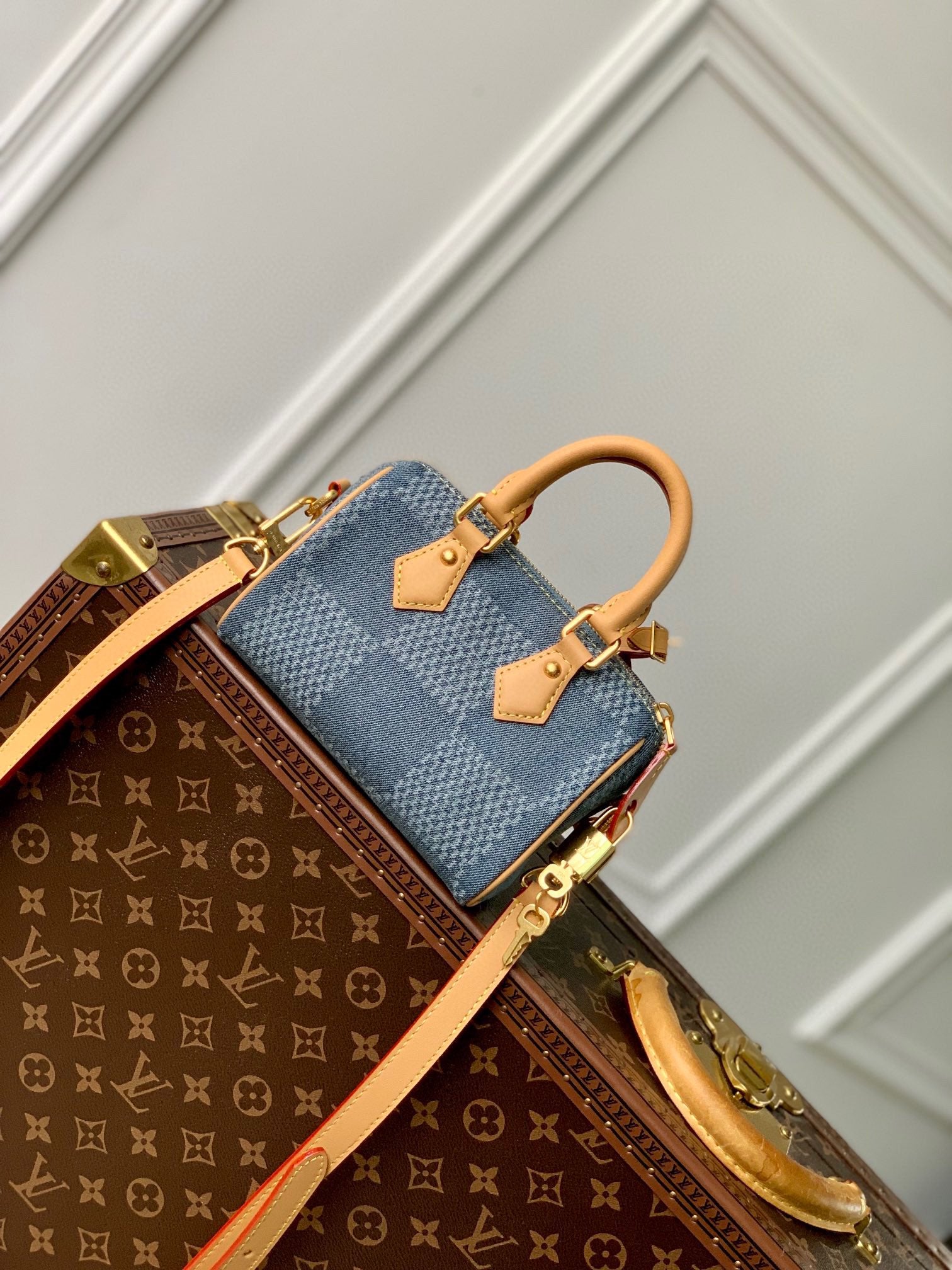 Louis Vuitton Nano Speedy Damier Denim Handbag - Mini Crossbody Bag